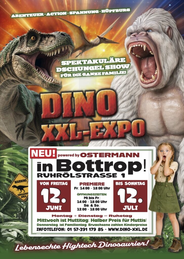 Deutschlands größte mobilste Dinosaurier Ausstellung in Bottrop 2 DINO DschungelShow Bottrop A33mm